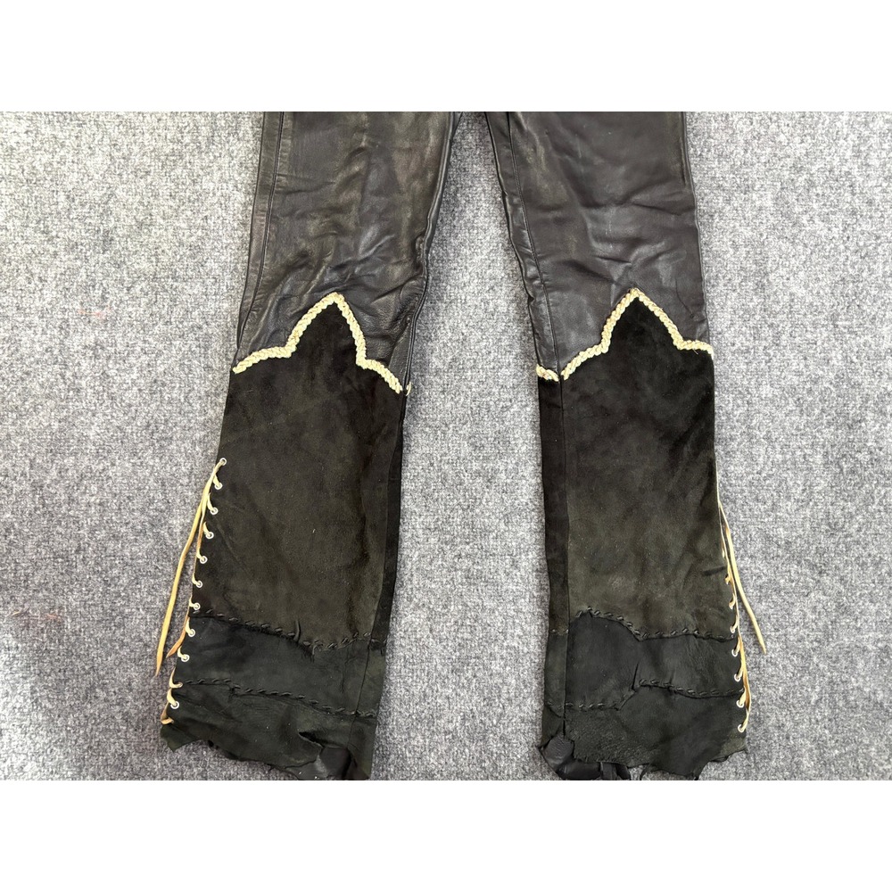 Michelle Julene Couture Leather Pants Concho Western Beaded Rare Boho Black VTG - Picture 5 of 16
